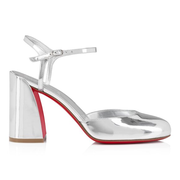 Christian Louboutin Shoes - Christian Louboutin JANE PUMP 85 Metallic Leather Ankle Strap Heels Shoes